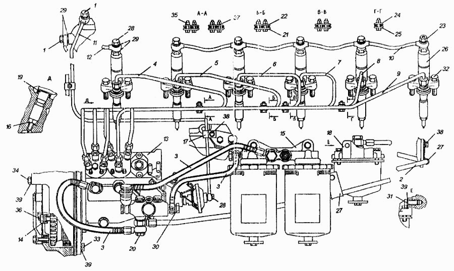 Схема топливных трубок камаз евро 3 бош