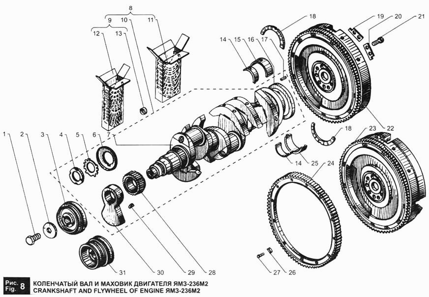 Схема коленвала ямз 240 - 89 фото