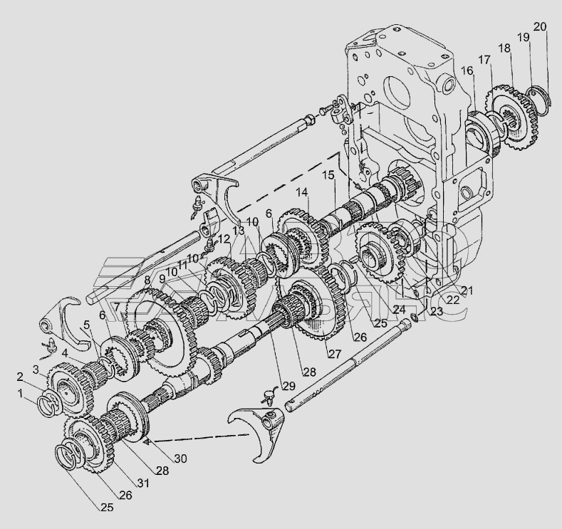 Мтз 320 схема переключения коробки передач